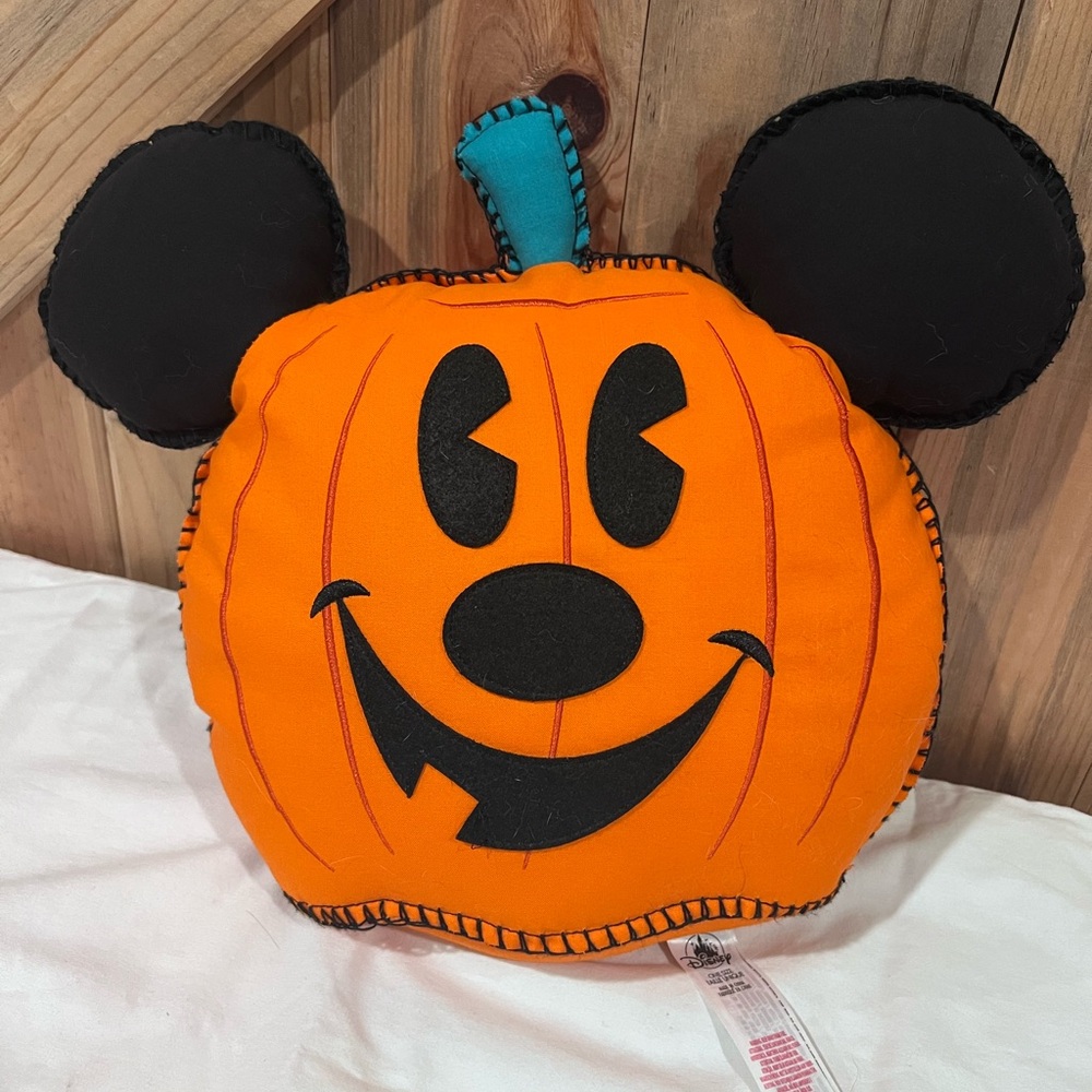 Disney Halloween Mickey Pumpkin Pillow - Orange and Black